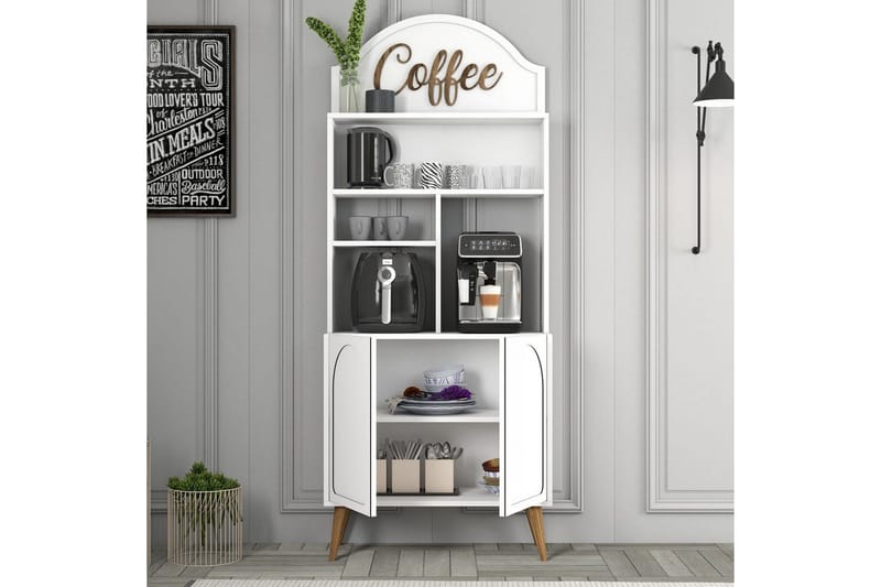 Kaffebarskab Hazim To Hvid / Valnød - Hvid / Valnød - Opbevaring - Skab - Barskab