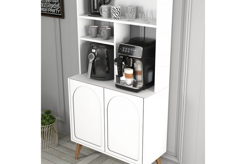 Kaffebarskab Hazim To Hvid / Valnød - Hvid / Valnød - Opbevaring - Skab - Barskab