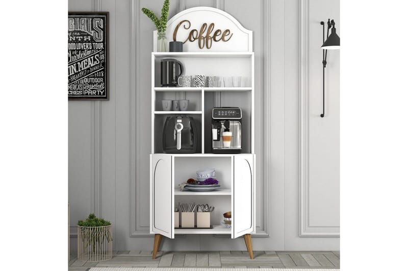 Kaffebarskab Hazim To Hvid / Valnød - Hvid / Valnød - Opbevaring - Skab - Barskab