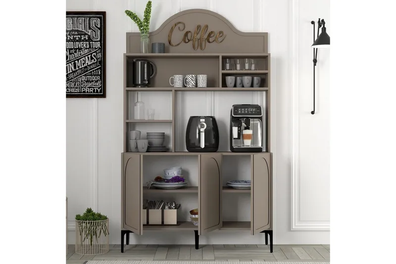 Kaffebarskab Hazim Tre Atlas / Sort - Atlas / Sort - Opbevaring - Skab - Barskab