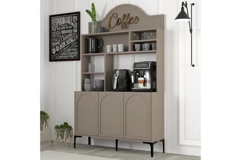 Kaffebarskab Hazim Tre Atlas / Sort - Atlas / Sort - Opbevaring - Skab - Barskab