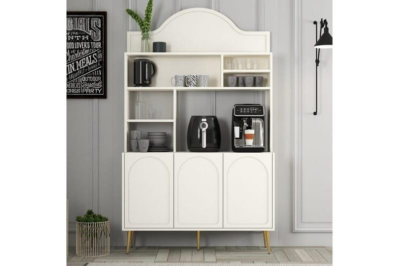 Kaffebarskab Hazim Tre Creme / Rany - Creme / Rany - Opbevaring - Skab - Barskab