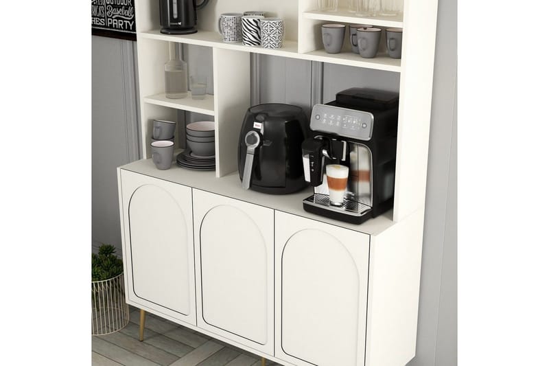 Kaffebarskab Hazim Tre Creme / Rany - Creme / Rany - Opbevaring - Skab - Barskab