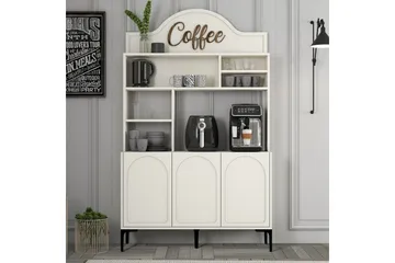 Kaffebarskab Hazim Tre Creme / Sort - Creme / Sort - Opbevaring - Skab - Barskab