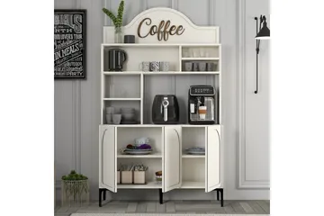 Kaffebarskab Hazim Tre Creme / Sort - Creme / Sort - Opbevaring - Skab - Barskab