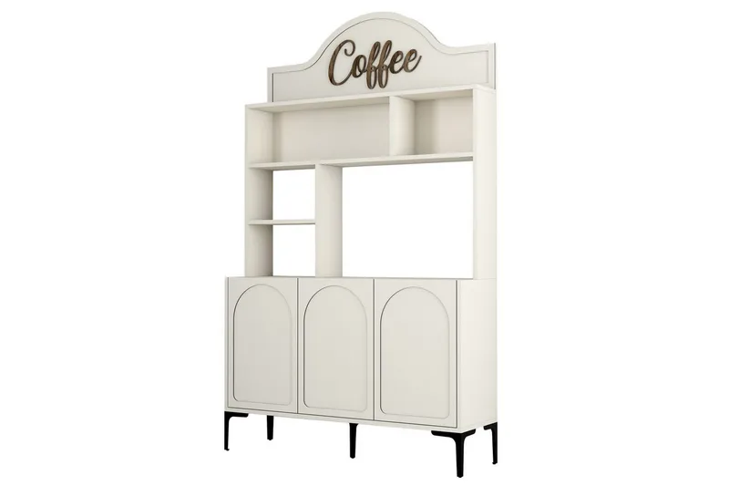 Kaffebarskab Hazim Tre Creme / Sort - Creme / Sort - Opbevaring - Skab - Barskab