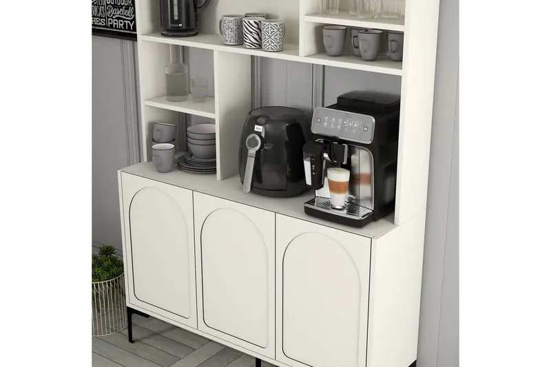 Kaffebarskab Hazim Tre Creme / Sort - Creme / Sort - Opbevaring - Skab - Barskab