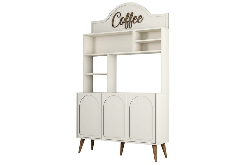 Kaffebarskab Hazim Tre Creme / Valnød - Creme / Valnød - Opbevaring - Skab - Barskab