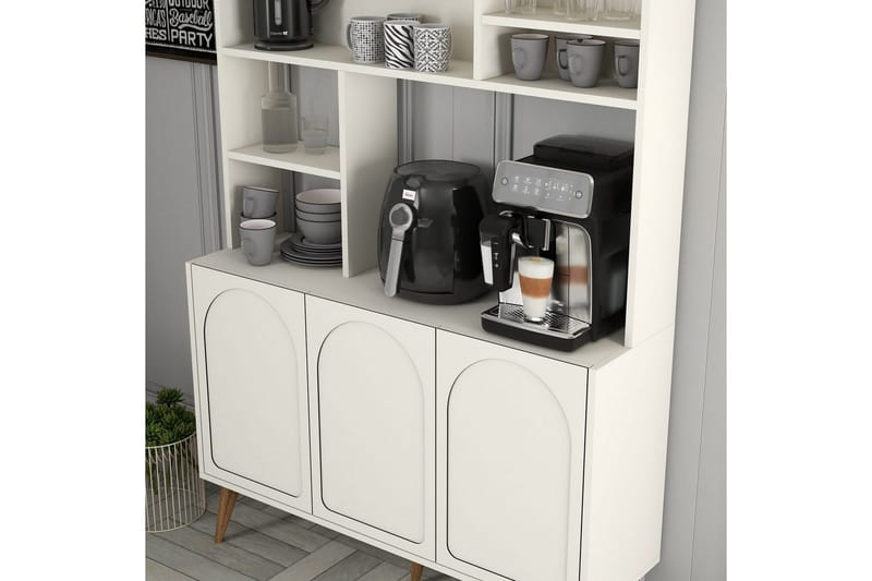 Kaffebarskab Hazim Tre Creme / Valnød - Creme / Valnød - Opbevaring - Skab - Barskab