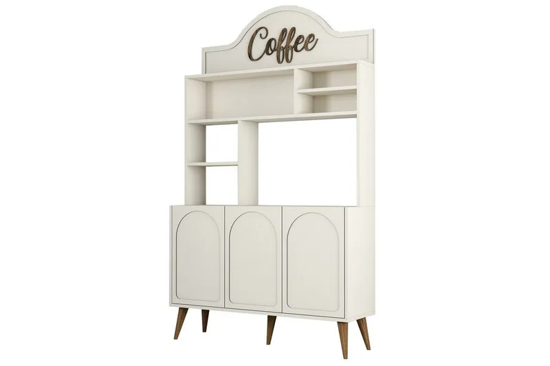 Kaffebarskab Hazim Tre Creme / Valnød - Creme / Valnød - Opbevaring - Skab - Barskab
