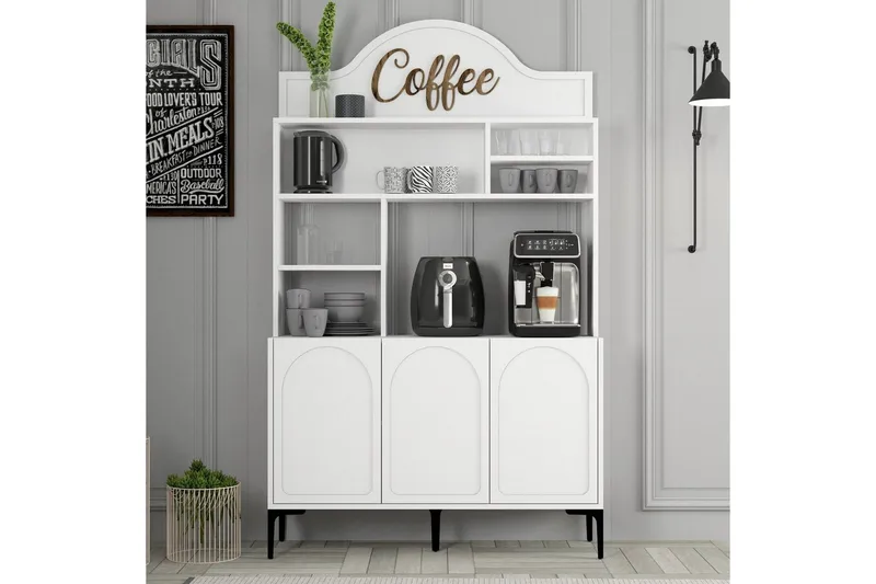 Kaffebarskab Hazim Tre Hvid / Sort - Hvid / Sort - Opbevaring - Skab - Barskab