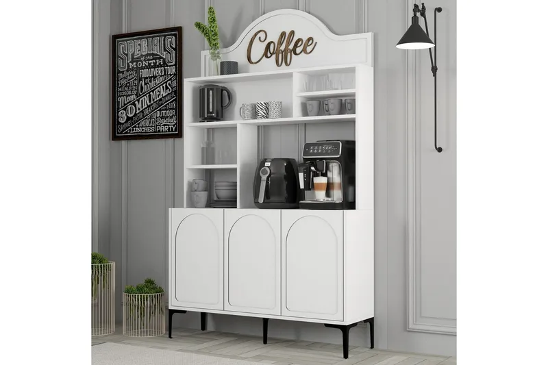 Kaffebarskab Hazim Tre Hvid / Sort - Hvid / Sort - Opbevaring - Skab - Barskab