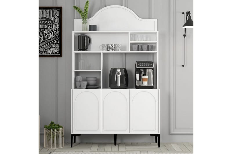 Kaffebarskab Hazim Tre Hvid / Sort - Hvid / Sort - Opbevaring - Skab - Barskab