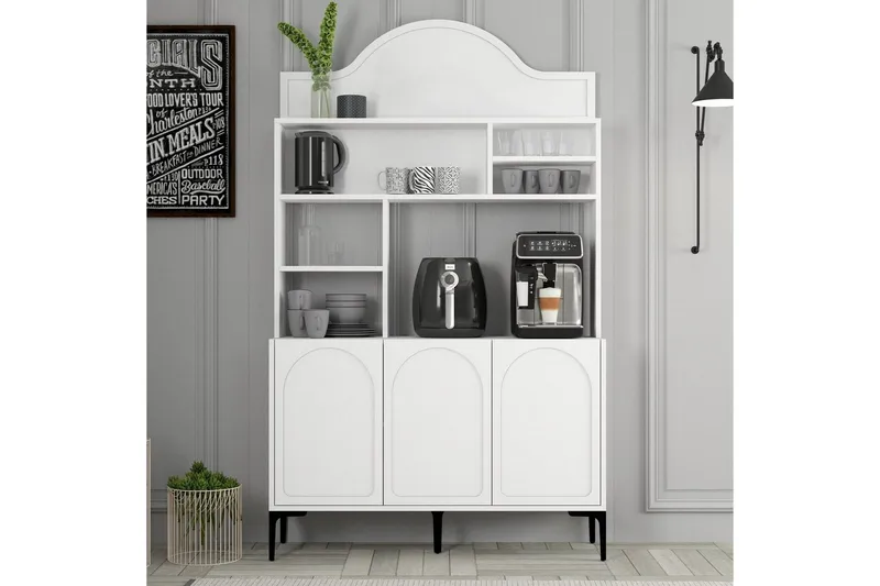 Kaffebarskab Hazim Tre Hvid / Sort - Hvid / Sort - Opbevaring - Skab - Barskab