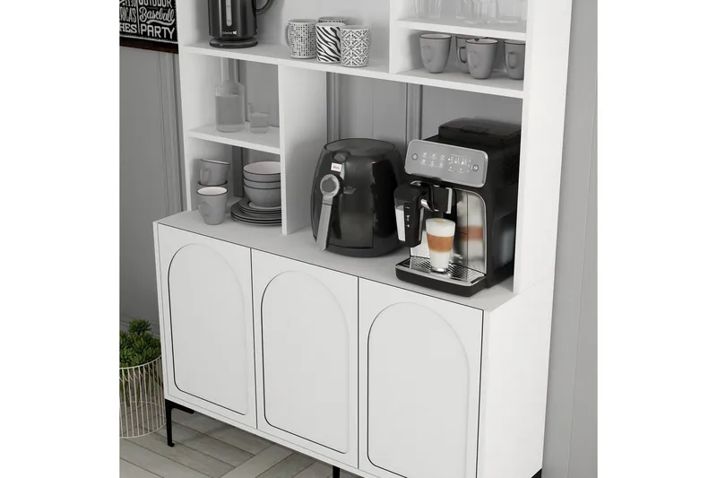 Kaffebarskab Hazim Tre Hvid / Sort - Hvid / Sort - Opbevaring - Skab - Barskab