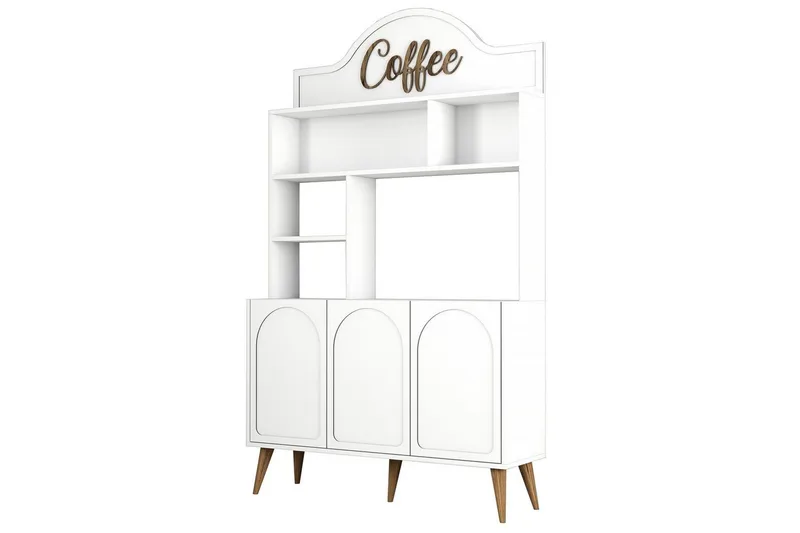 Kaffebarskab Hazim Tre Hvid / Valnød, Hvid / Valnød