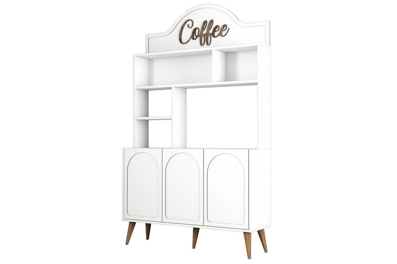 Kaffebarskab Hazim Tre Hvid / Valnød - Hvid / Valnød - Opbevaring - Skab - Barskab