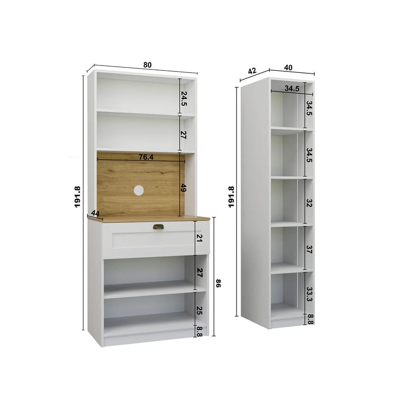 Kaffestation Hanah Home Nero (120 x 191,8 x 44 cm) Hvid - Hvid - Opbevaring - Skab - Vitrineskabe