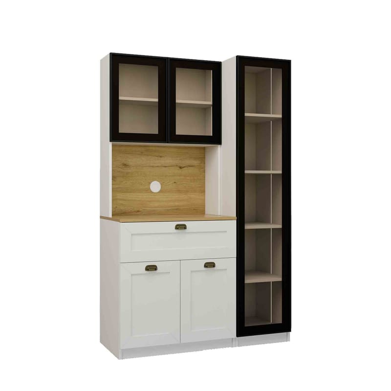 Kaffestation Hanah Home Nero (120 x 191,8 x 44 cm) Hvid - Hvid - Opbevaring - Skab - Vitrineskabe