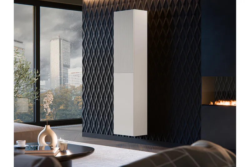 Kangana Vitrineskab 40x180 cm - Beige - Opbevaring - Skab - Vitrineskabe