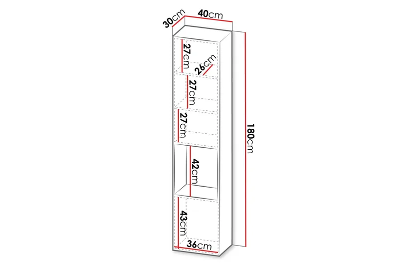 Kangana Vitrineskab 40x180 cm - Opbevaring - Skab - Vitrineskabe