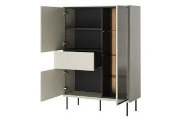 Levisa Vitrineskab 98x140 cm - Brun/Sort - Opbevaring - Skab - Vitrineskabe