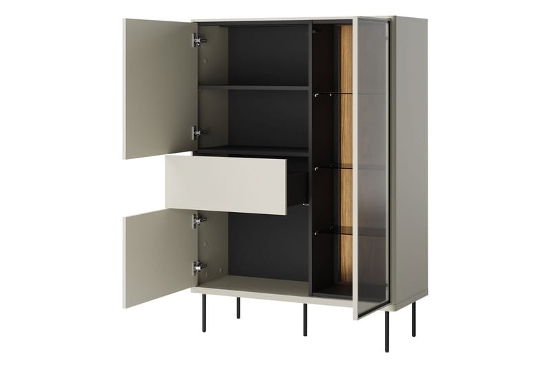 Levisa Vitrineskab 98x140 cm - Brun/Sort - Opbevaring - Skab - Vitrineskabe