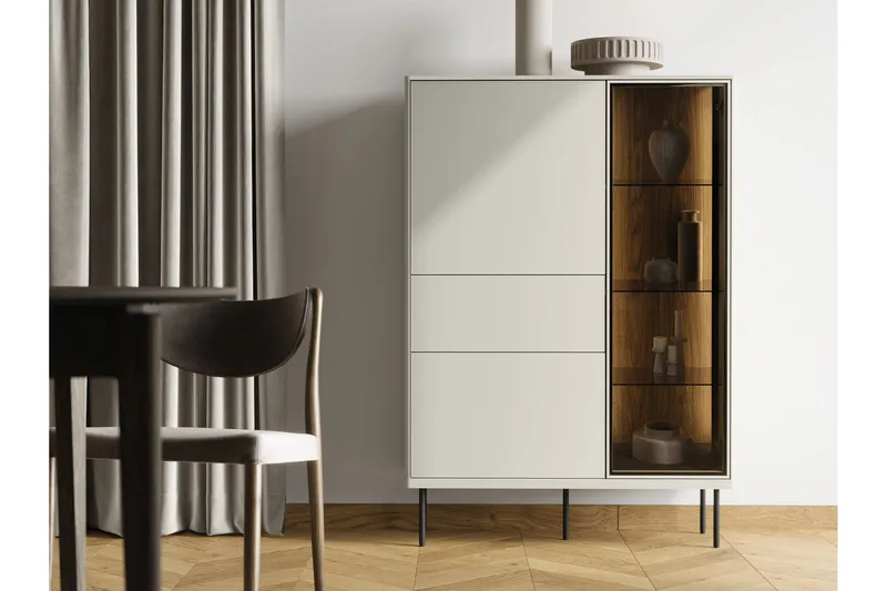 Levisa Vitrineskab 98x140 cm - Brun/Sort - Opbevaring - Skab - Vitrineskabe