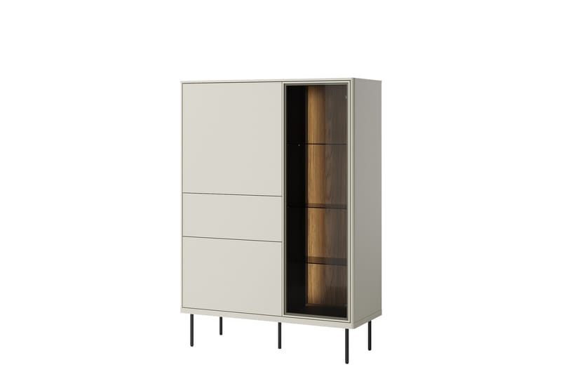 Levisa Vitrineskab 98x140 cm - Brun/Sort - Opbevaring - Skab - Vitrineskabe