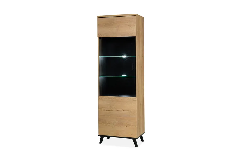 Lewa Vitrineskab 40x61 cm LED-belysning, Eg/Sort