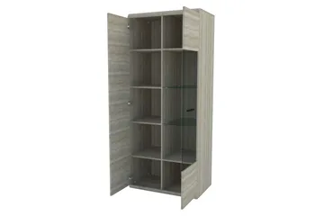 Link Vitrineskab 80x37x194 cm - Beige / Grå - Opbevaring - Skab - Vitrineskabe