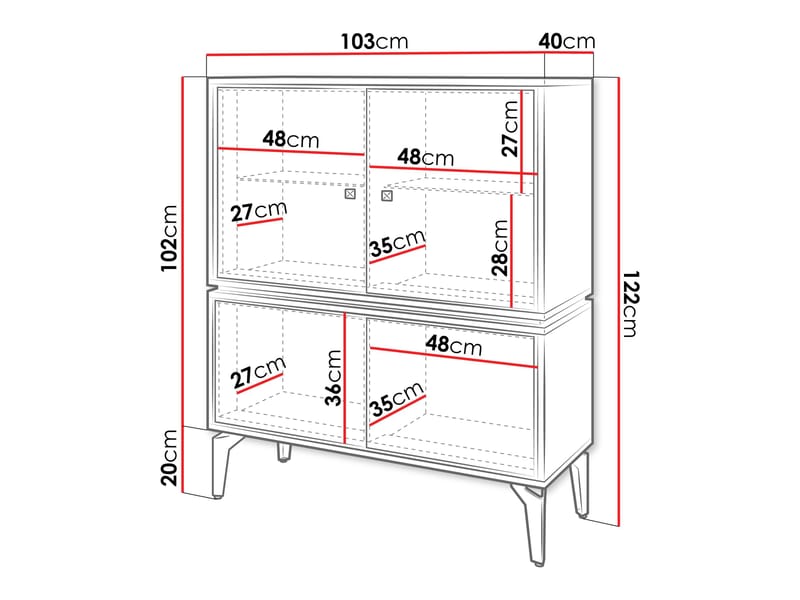 Lorvenn Vitrineskab 103x122 cm - Brun/Sort - Opbevaring - Skab - Vitrineskabe