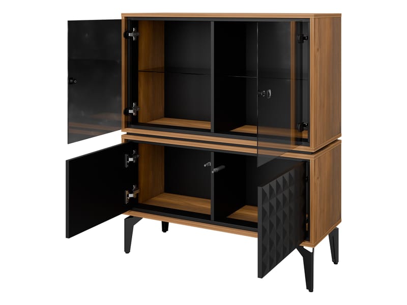 Lorvenn Vitrineskab 103x122 cm - Brun/Sort - Opbevaring - Skab - Vitrineskabe