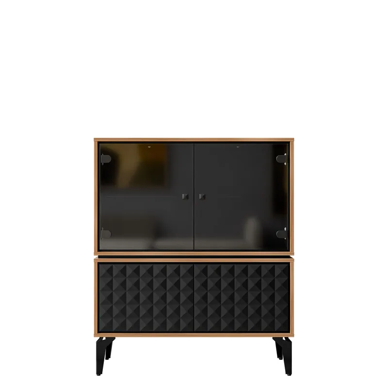 Lorvenn Vitrineskab 103x122 cm, Brun/Sort