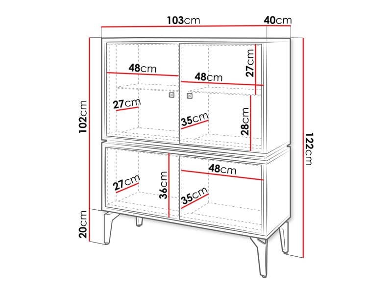 Lorvenn Vitrineskab 103x122 cm - Brun/Sort - Opbevaring - Skab - Vitrineskabe