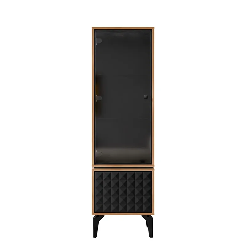 Lorvenn Vitrineskab 54x182 cm, Brun/Sort