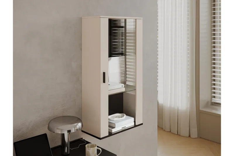 Lyrosen Vitrinskåp 60x112 cm - Beige - Opbevaring - Skab - Vitrineskabe