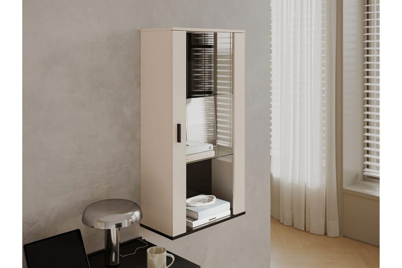Lyrosen Vitrinskåp 60x112 cm - Beige - Opbevaring - Skab - Vitrineskabe
