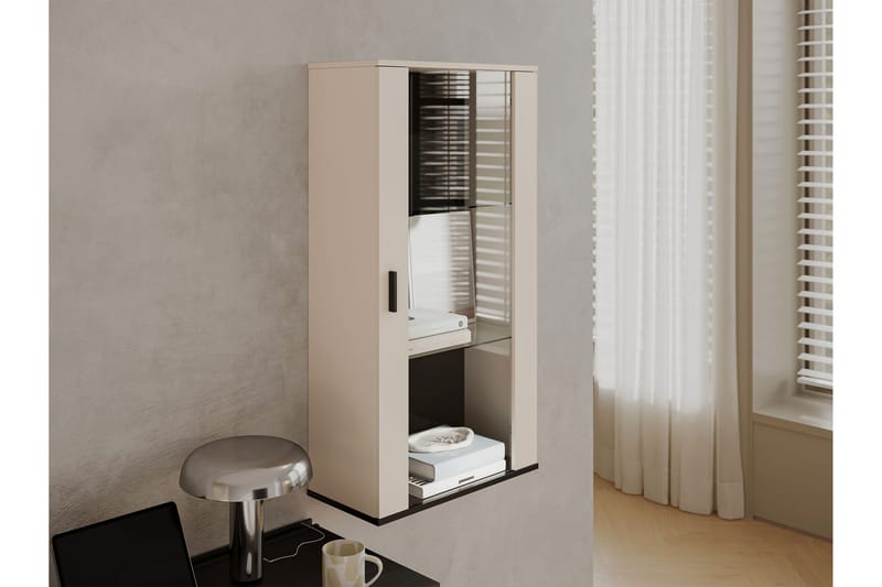 Lyrosen Vitrinskåp 60x112 cm - Beige - Opbevaring - Skab - Vitrineskabe
