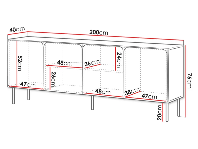 Marros Skænk 200 cm - Beige - Opbevaring - Opbevaringsmøbler - Skænke & sideboards