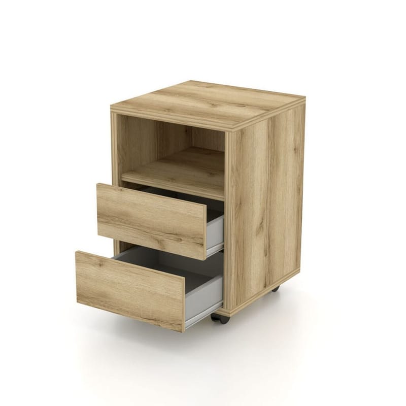 Skab med Hjul Agapi med 2 skuffer, Grand Natural Oak Laminat