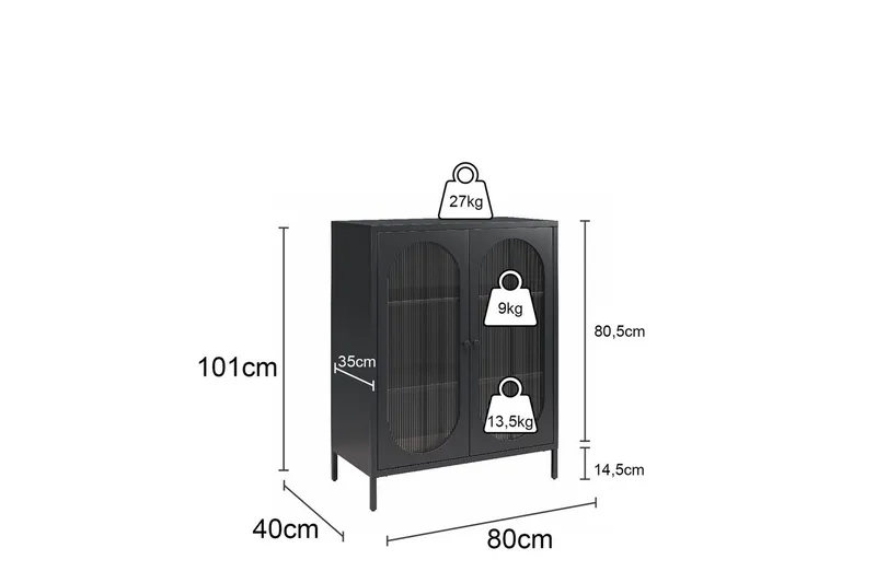 Medicinskab Loft24 Skab Luna 80x40x102 cm, himmelblå Light Blue,Blå - Opbevaring - Skab - Vitrineskabe