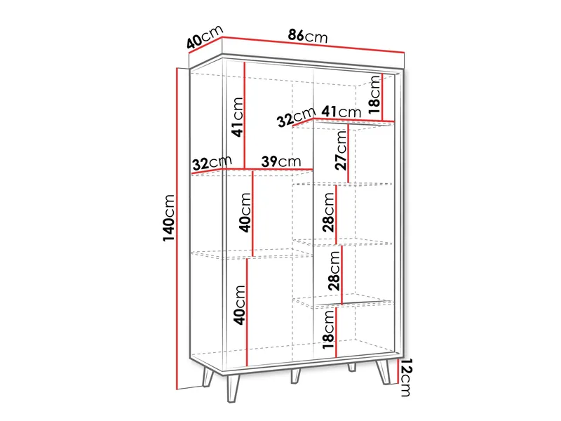 Merlas Vitrineskab 86x140 cm - Brun - Opbevaring - Skab - Vitrineskabe
