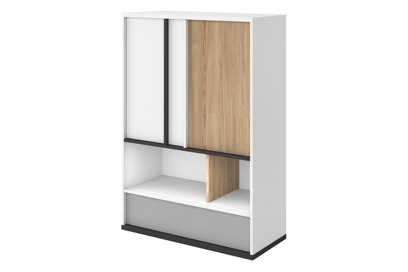 Metropolitan Highboard, Brun/Hvid/Lysgrå/Sort