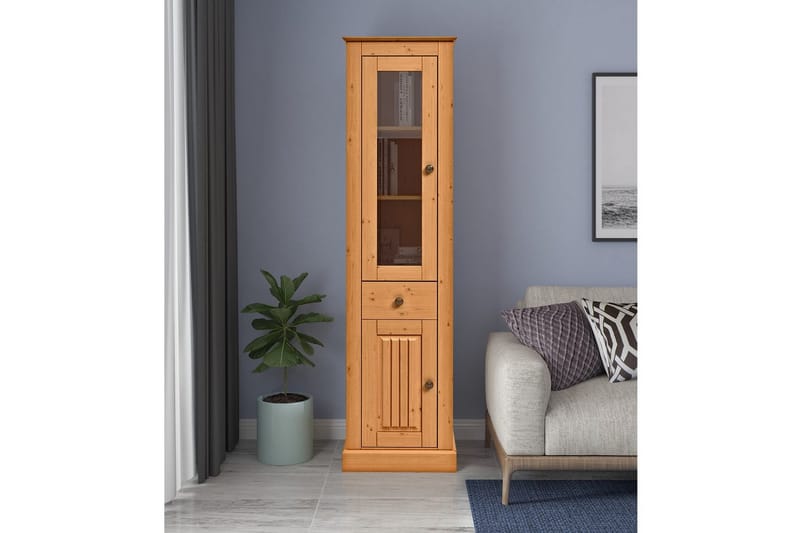 Mille Vitrineskab 47x182 cm - Brun - Opbevaring - Skab - Vitrineskabe