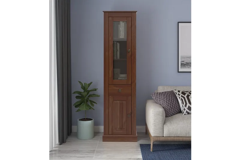 Mille Vitrineskab 47x182 cm - Brun - Opbevaring - Skab - Vitrineskabe