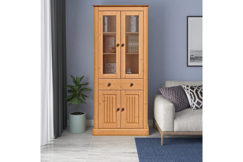 Mille Vitrineskab 78x182 cm - Brun - Opbevaring - Skab - Vitrineskabe