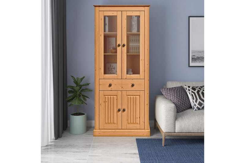 Mille Vitrineskab 78x182 cm - Brun - Opbevaring - Skab - Vitrineskabe