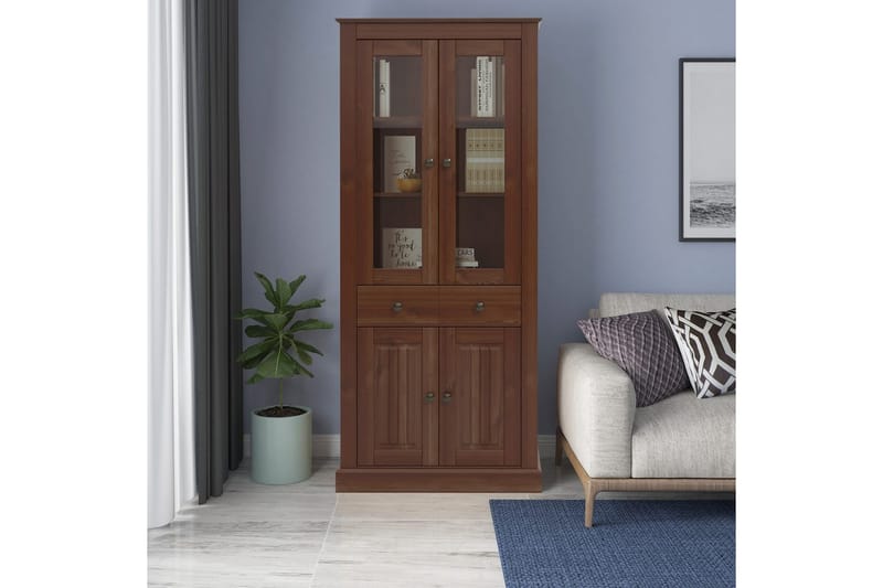 Mille Vitrineskab 78x182 cm - Brun - Opbevaring - Skab - Vitrineskabe