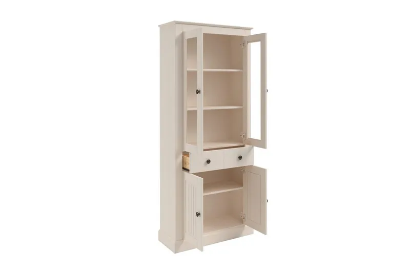 Mille Vitrineskab 78x182 cm - Hvid - Opbevaring - Skab - Vitrineskabe